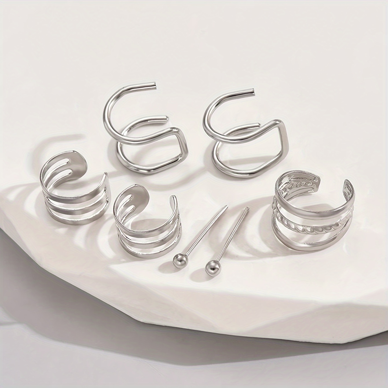 7pcs Layer Stackable Ear Cuff Set Women Alloy Daily Party Wear Ramadan Gift