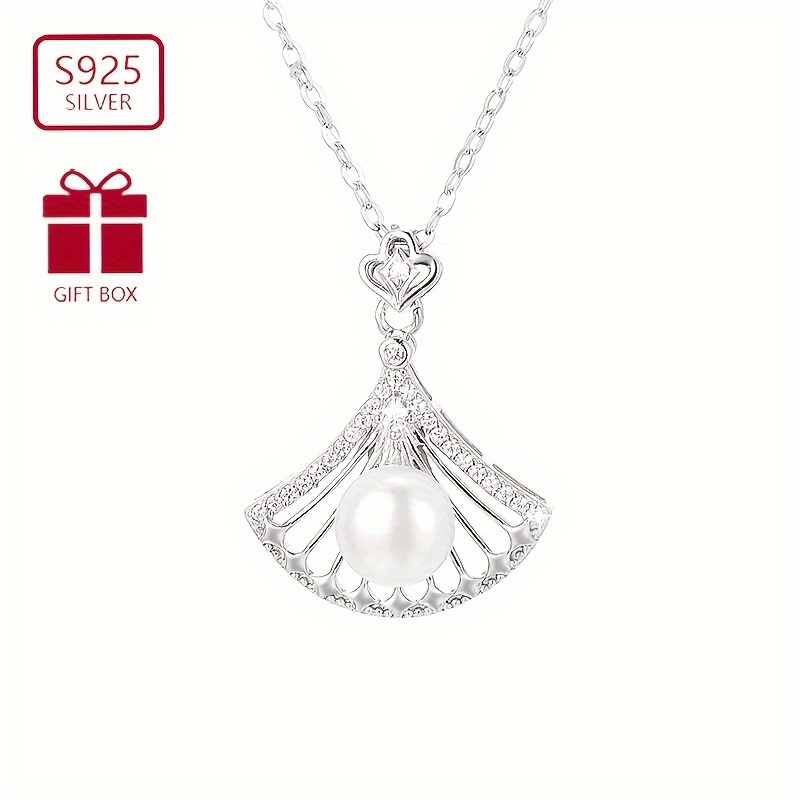 

Elegant Cute Style 925 Sterling Pendant Necklace With Synthetic Cubic Zirconia Inlay, No Plating - Fashionable Gift For Loved Ones, Suitable For All Seasons & Occasions, 1pc