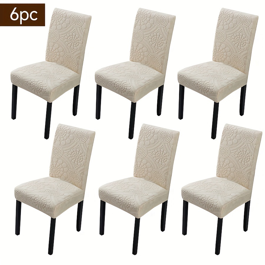 TEMU 6pcs/8pcs/10pcs Bohemian Style Polyester Chair Covers With Active , 200-250gsm Fabric Weight, For Hotel, Restaurant, Office Banquet , And Home Decor