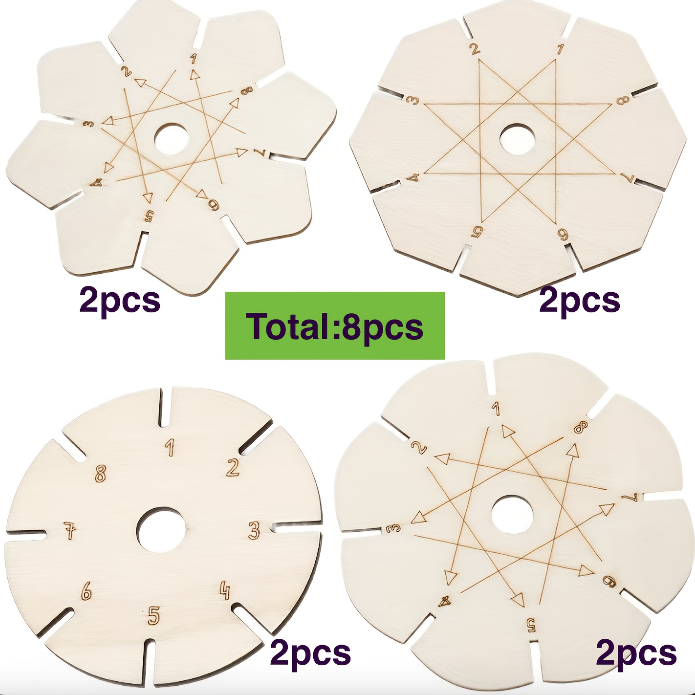 8pcs 8cm Wood Round Weaving Board Handmade Braiding Disc Craft