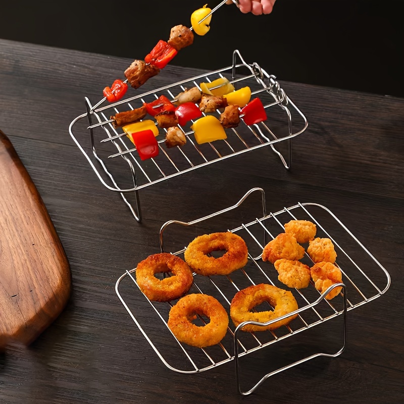 3pcs set stackable multi layer stainless steel dehydrator rack 2pcs set with 4 baking sticks stackable air fryer rack multi purpose steaming and baking rack cooling rack dehydrator baking rack mothers gift deep fryer accessories kitchen gadgets kitchen supplies kitchen accessories details 9