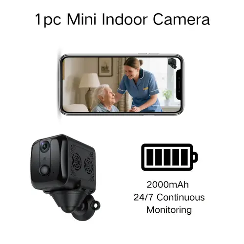 1pc Mini Wireless WiFi Security Camera with 24/7 Continuous Monitoring, 2000mAh Rechargeable Battery, 720P HD Night & Motion Detection, App Control Indoor Nanny Camera for Home/Office, Portable , Home Surveillance, Discreet Surveillance