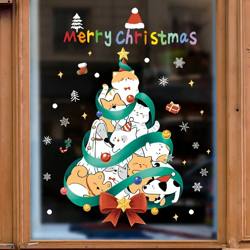 2 Pcs Weihnachtsmann-Ornamente Fensteraufkleber Entfernbare