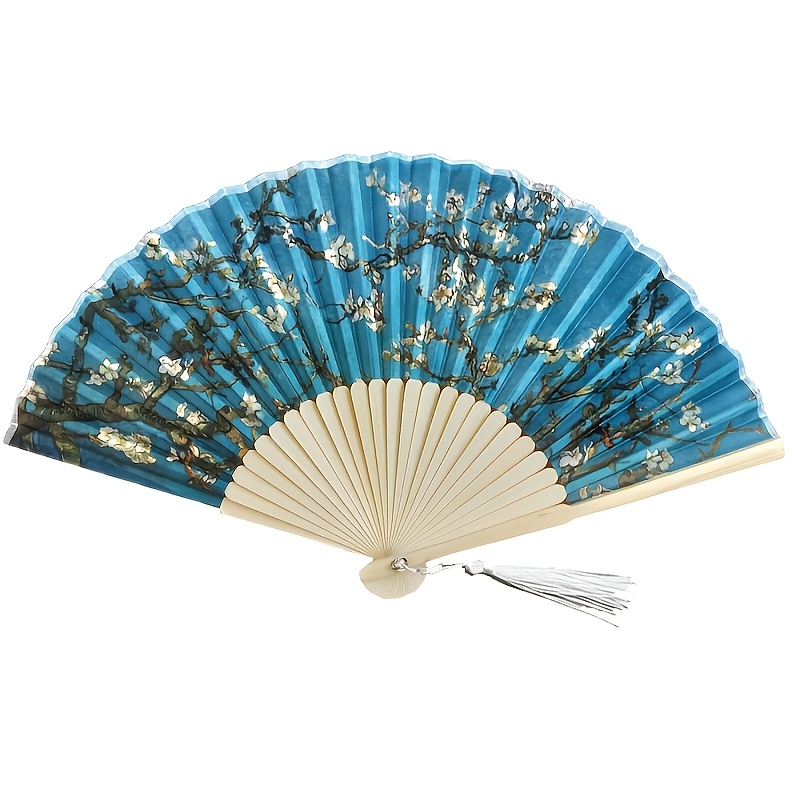 Classic Famous Painting Apricot Commemorative Women's Folding Fan