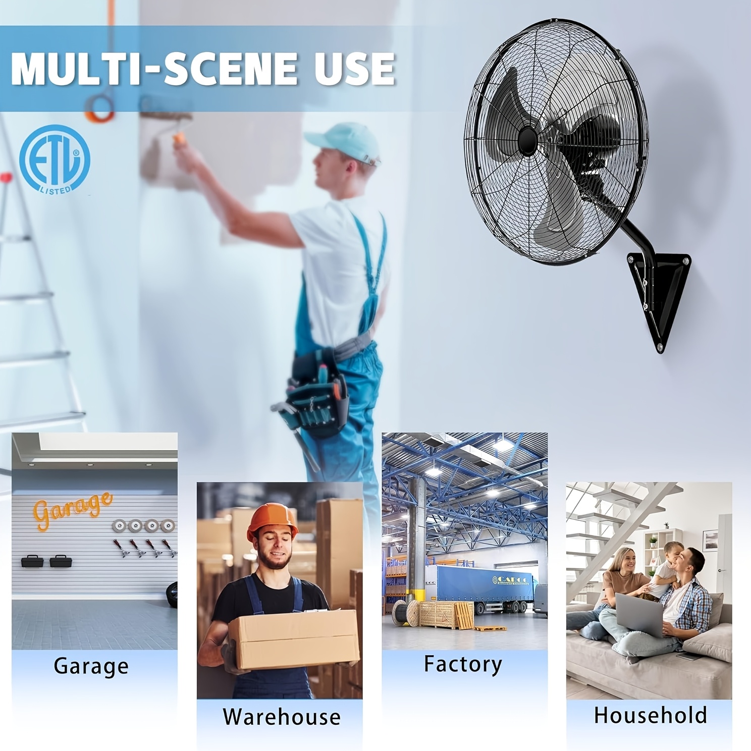 20-inch 4460 CFM High-Speed Oscillating Wall-Mounted Industrial... product image 6