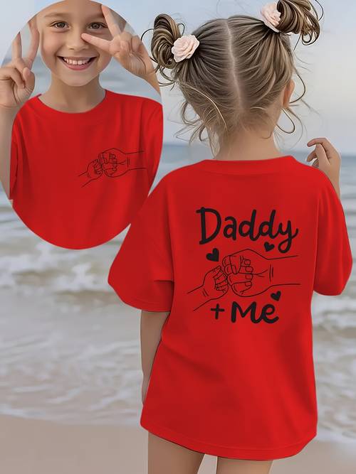 summer fashion girls short sleeve t shirt daddy me bump and heart cartoon double sided versatile top ny dx4322