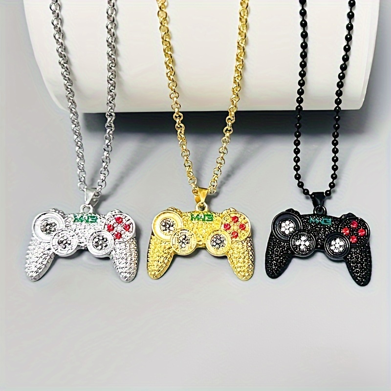 

3pc Game Controller Pendant Necklace Set, Hip Hop Style Party-ready Gaming Jewelry Accessories For Boys, Holiday Gift Idea