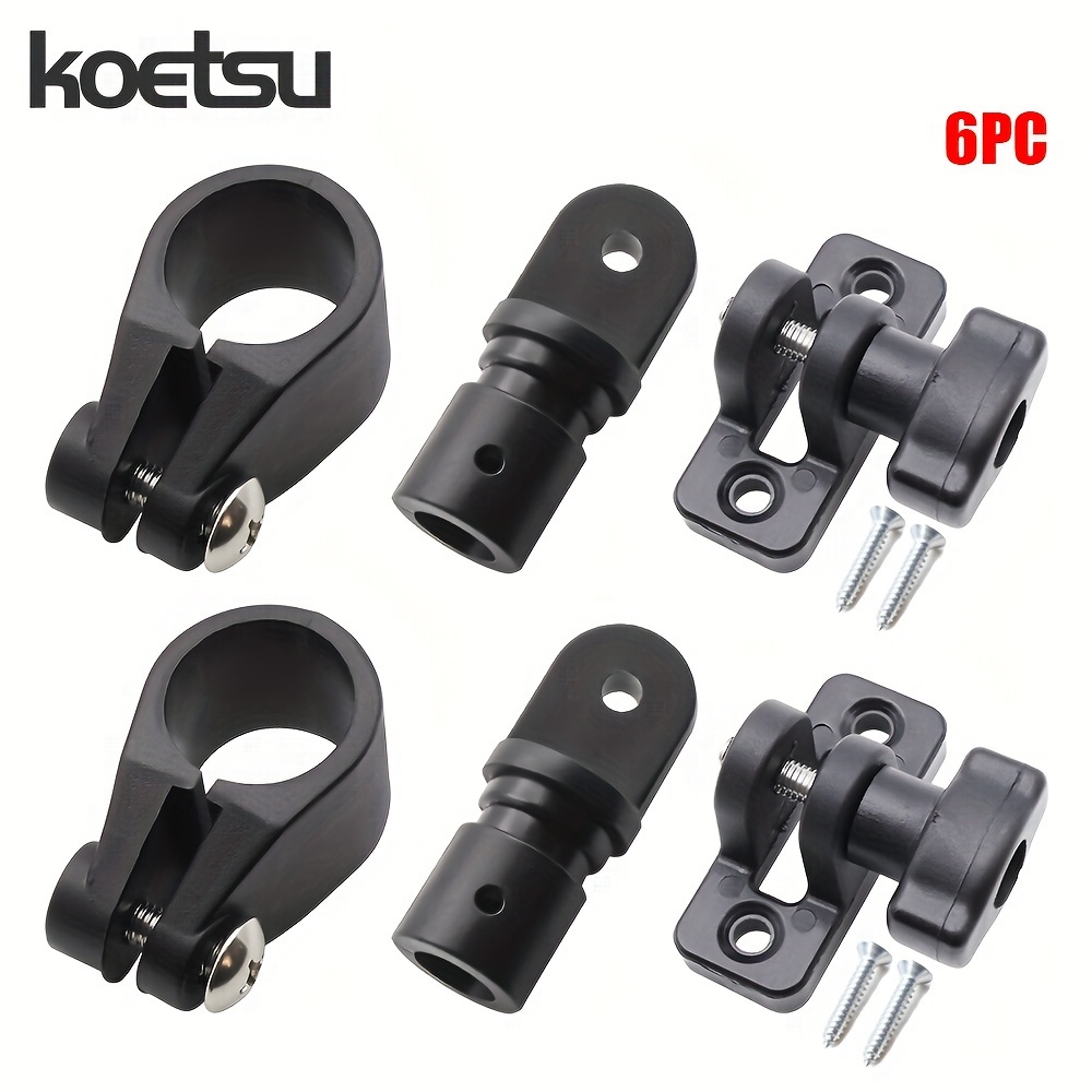 Image of Koetsu Bimini Top Accessory Set Fits Boat Jaw Slide Eye End Deck Hinge 2pcs Nylon Eye End Cap Fittings, 2pcs Nylon Jaw Slide Fittings, 2pcs Nylon Deck Hinge Fittings With Screws.