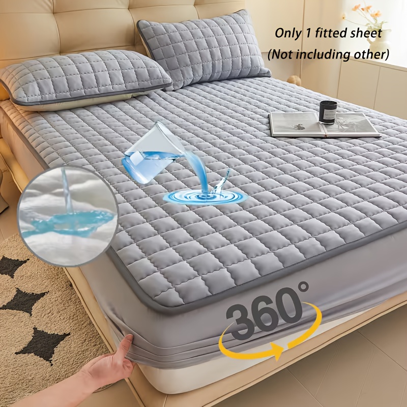 TEMU 1 pieza Protector de colchón impermeable de calidad, sábana bajera ajustada, fabricada con tecnología de gofrado , cubrecama y , lavable a