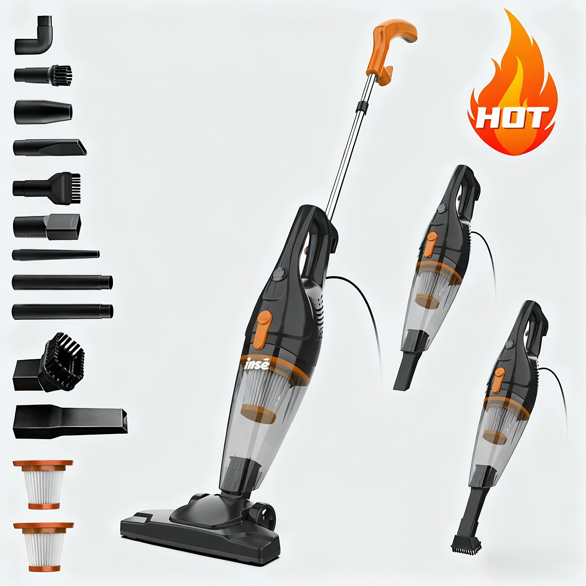 TEMU Inse R3s Corded Vacuum Cleaner With 400w Motor & 16kpa Strong Suction Suitable For Pet Hair Removal, Corded Stick Vacuum Suitable For, Floors,,,