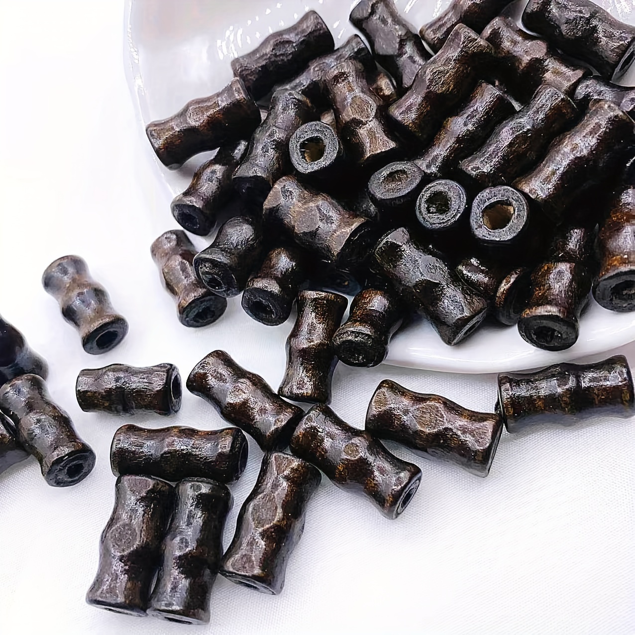 

50pcs 15*7mm Dark Brown Bamboo-shaped Wooden Beads, String Beads Jewelry, Suitable For Diy Bracelet Necklace Earrings, Clothing Crafts, Jewelry Making Beads Accessories