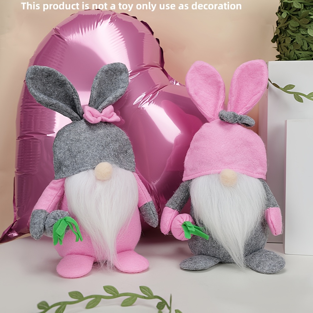 

2-pack Polyester Rabbit Figurines, Grey & Pink, Holding, Non-electric, For Wedding, Bridal Shower, Birthday, Housewarming, Bachelor Party, Easter Decor, Desktop Ornaments