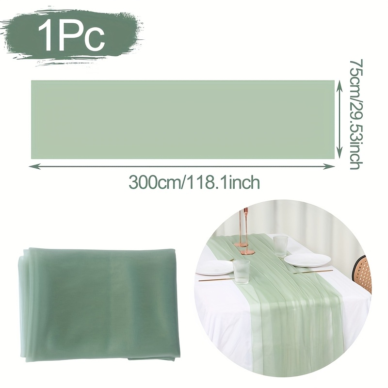 E-shop grüner Tischläufer aus Garn, 300 x 75 cm, einfarbige Polyester-Tischdeko, rustikale Hochzeits- Partydekoration, Happy-Birthday-Party-Zubehör,