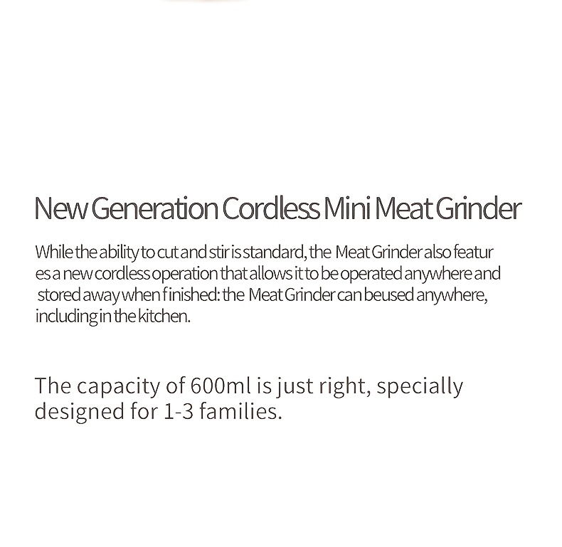 versatile wireless meat grinder usb rechargeable 600ml multi function food processor juicer ice crusher with 19000 rpm motor     for home kitchen   grinder for kitchen office food prep transparent kitchenware metal grinding blades Product details 1