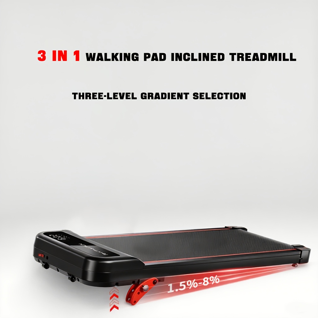 RHYTHM FUN 3-in-1 Walking Pad Inclined Treadmill with 3-Level Gradient Selection, 300 lbs Capacity, LED Display & Remote Control - Portable Under-Desk Treadmill for Home Gym, Office, Christmas Thanksgiving Gifts, Treadmill for Exercise, Spaceefficient Design, Sturdy Construction