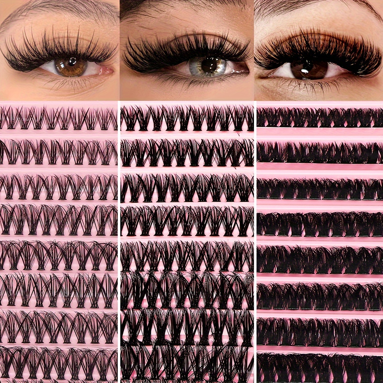 

Diy Cluster False Eyelash Extensions Mix Set - Natural & Fluffy 30d/40d/80d Variety Pack, D , 0.07mm Thick, Reusable Self-adhesive Lashes For Daily Wear & Special Occasions, Lengths 10-18mm