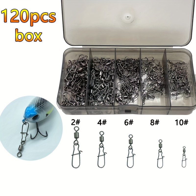 

120pcs/box Durable Quick Change Lure Connector, Stainless Steel Snap Swivel, Fishing Accessories