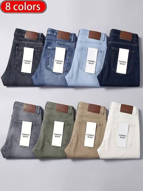 mens classic straight leg jeans soft and casual denim long pants