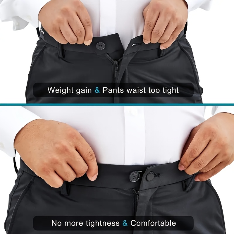 

10pcs No-sew Waistband Extenders - Adjustable & Detachable Jeans Buttons, Invisible Denim Size Changer, Black, Button Size Changer, Waist Adjustment