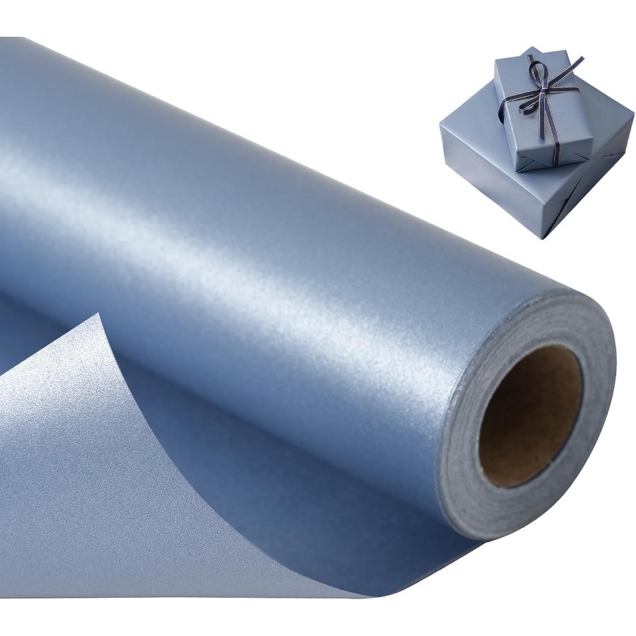 Matte Navy Blue Wrapping Paper - Reversible - Gift Wrap For Wedding, Valentine's Day, Birthday, Christmas, Father's Day - , 17 Inches X 32.8 Feet