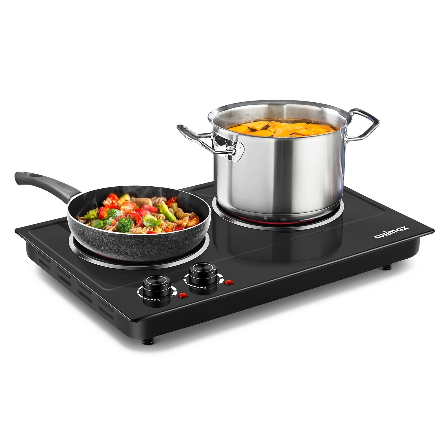 TEMU Cusimax 1800w Infrared Ceramic Electric Hot Plate Designed For Cooking, A Portable Countertop Burner Featuring A Glass Heating Surface With Dual
