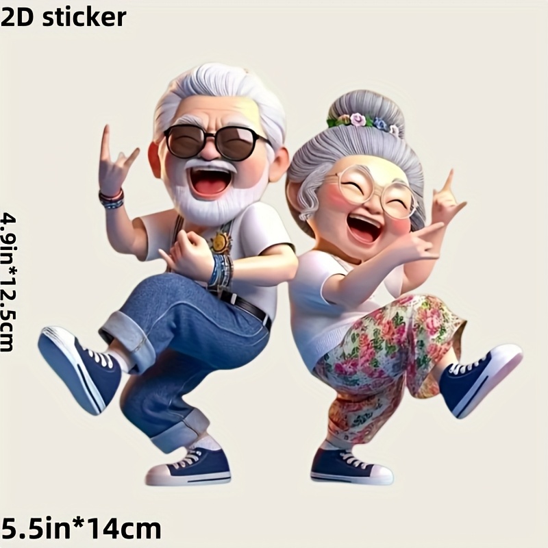 Fun Fun Dancing Senior Couple Pvc Sticker, Waterproof Vinyl Decal For Car/motorcycle/truck/laptop, & Decorative Charm, Bumper/toilet/wall Adhesive