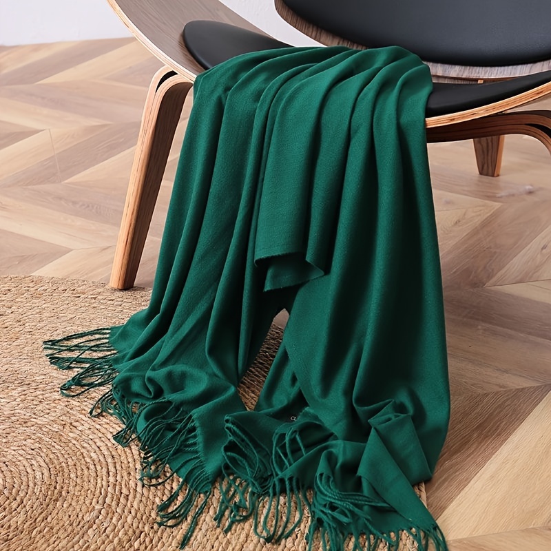 

Basic Solid Color Tassel Scarf Soft Warm Thin Shawl Casual Versatile Windproof Wrap For Women Gifts For Eid