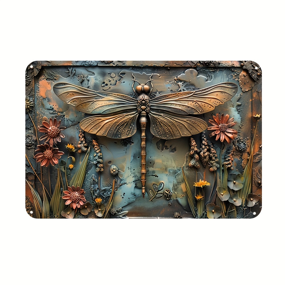 

Vintage Dragonfly Metal Wall Art - 8"x12" Retro Tin Sign For Home, Bar, Cafe & Garden Decor | Durable, Easy-to-hang Indoor/outdoor Decoration Patio Metal Wall Decorations Dragonfly Wall Decor