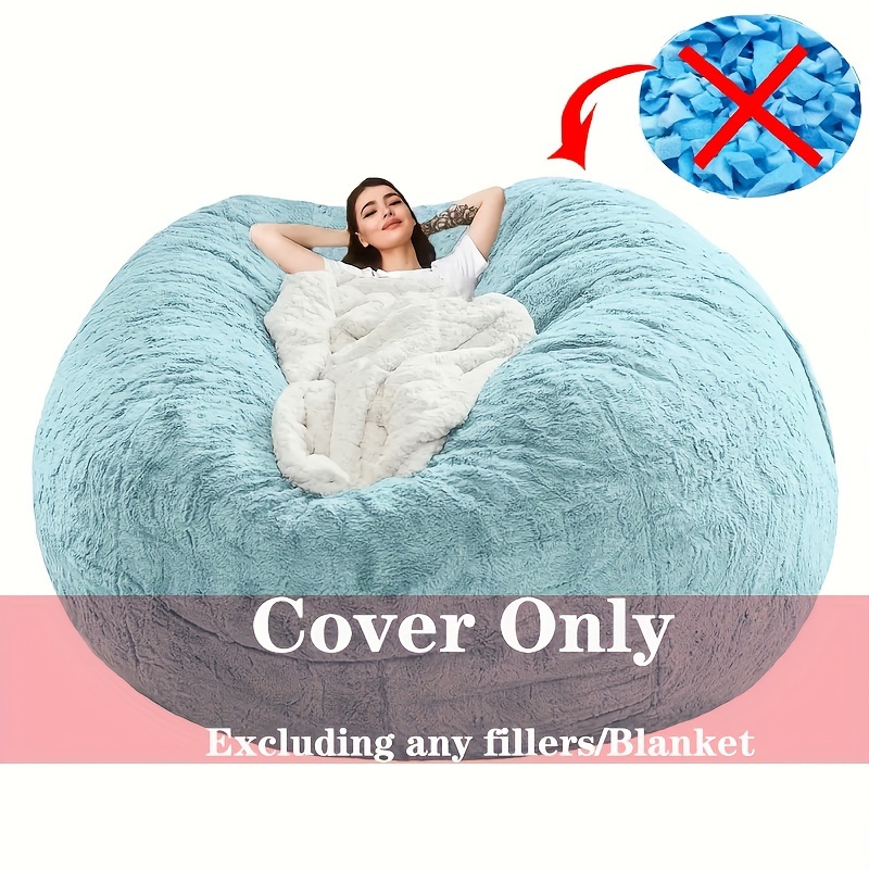 7ft Giant Bean Bag Cover, Big Bean Bag Chairs for Adults (No Filler, Cover  only) Comfy Large Bed Fluffy Lazy Sofa (Light Grey)