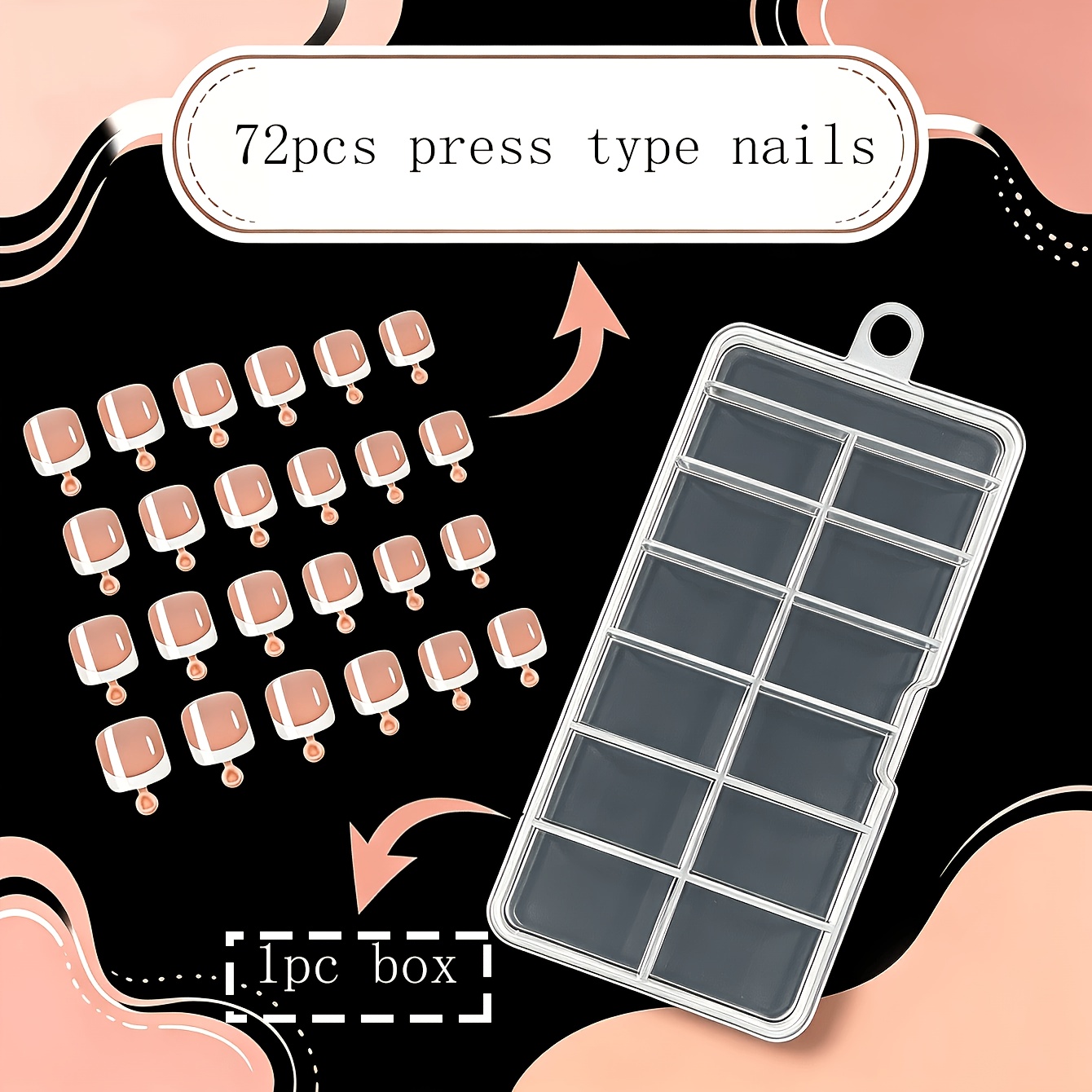 73pcs (72pcs Wearable Armor And ) French Short Square Pressed Toenails This Elegant Summer Nail Kit Is Specifically…: retailer-supplied image