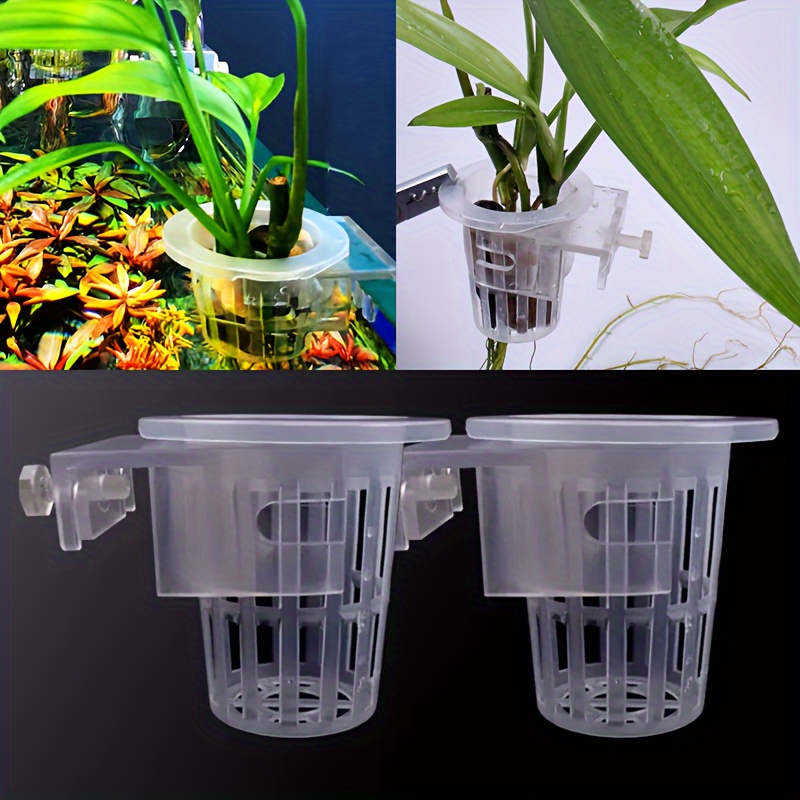 

1/2-piece Acrylic Aquarium Plant Holders - Easy Install Floating Fish Tank Planters For Aquatic Scaping & Decor