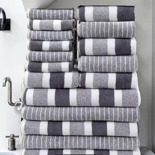 17-teiliges ultraweiches handtuch-set, inklusive 5 badetücher (27,56 x 55,12 zoll), 6 handtücher (13,78 x 29,53 zoll) 6 gesichtshandtücher (11,81 x 11,81 zoll). schnelltrocknend, sehr saugfähig leicht, für zuhause, hotels spas sowie für outdoor-fitness, camping szenarien