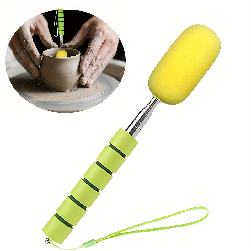 TEMU Éponge Céramique Télescopique - Outil Extensible pour Absorber , Sculpture de Poterie, Éponge Haute sur Bâton