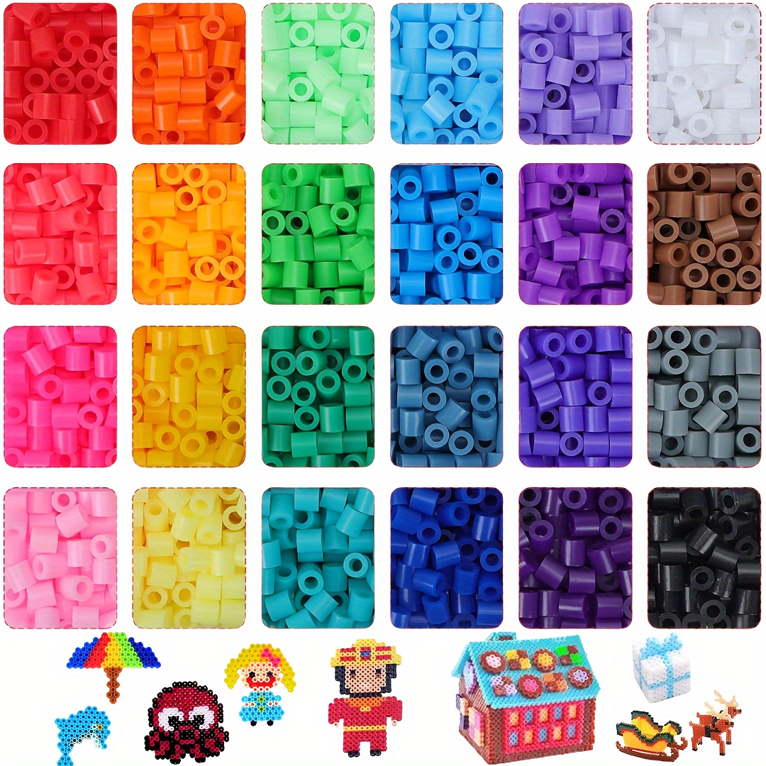 

1000pcs 5mm Fuse Beads, 24 Assorted Colors, Multicolor Bagged Craft Beads For Art And Craft Decorations, Diy Jewelry And Handmade Crafts Making Supplies