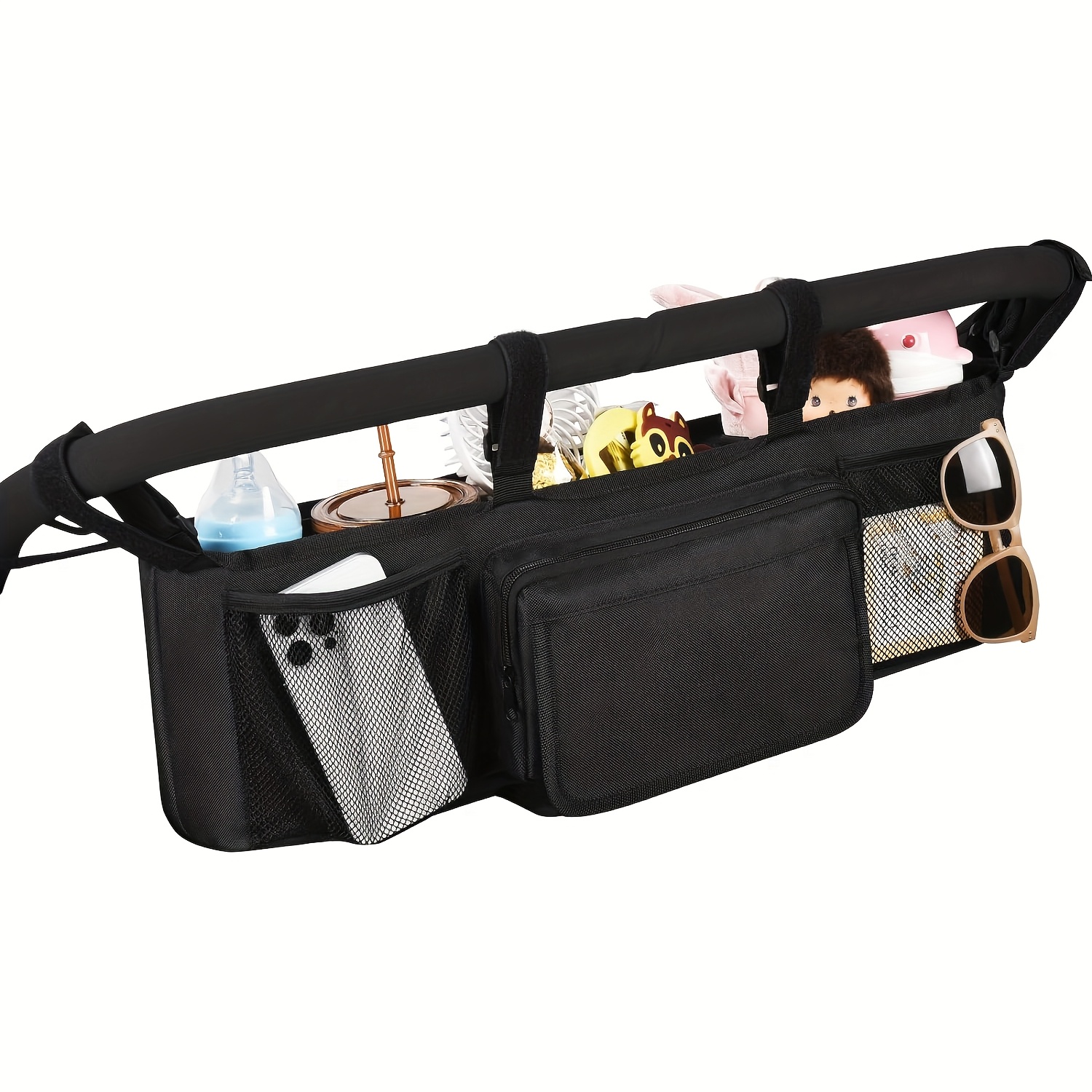 TEMU Storage Organizer For Bob And Gt2 Double Strollers, With 2 Cooler Bags, A Parent Console, For Double Jogging Strollers