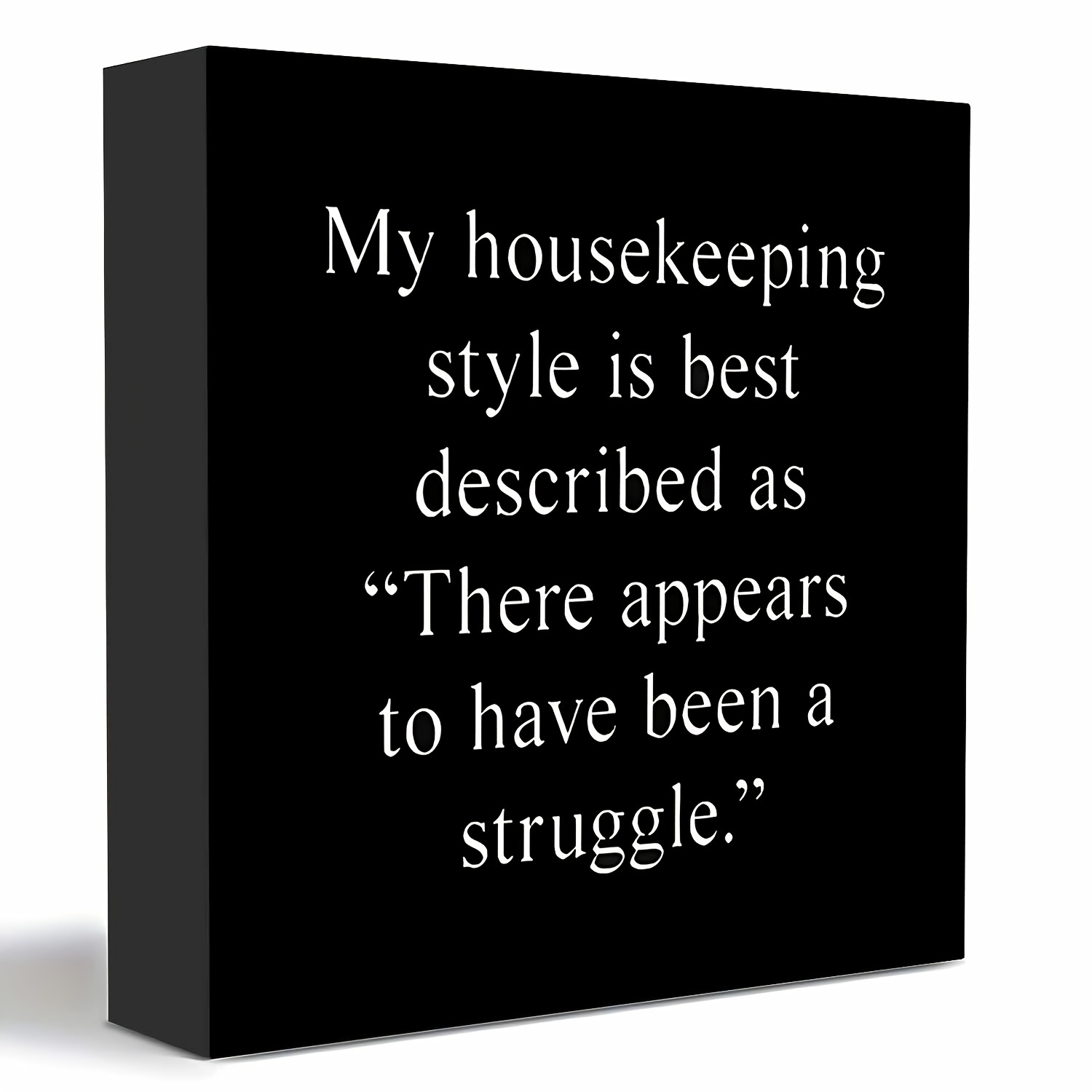 TEMU 2d Flat, 1pc Modern Minimalist Black Wood Box Plaque - Square Tabletop Decor Sign Suitable For Home Office Desk, Shelf Decoration, Housewarming
