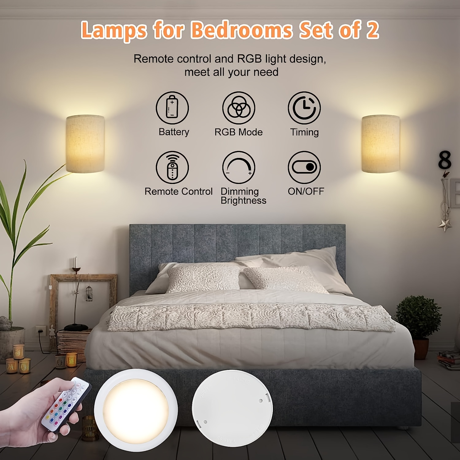 RGBW Remote Controlled LED Wall Lamp Set