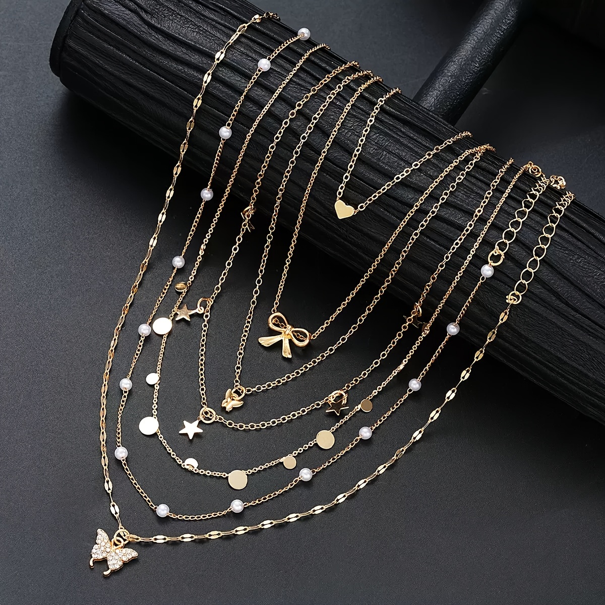 TEMU Set de 7 piezas con moderno, diseño de amor, y , adornado con perlas de , para mujeres