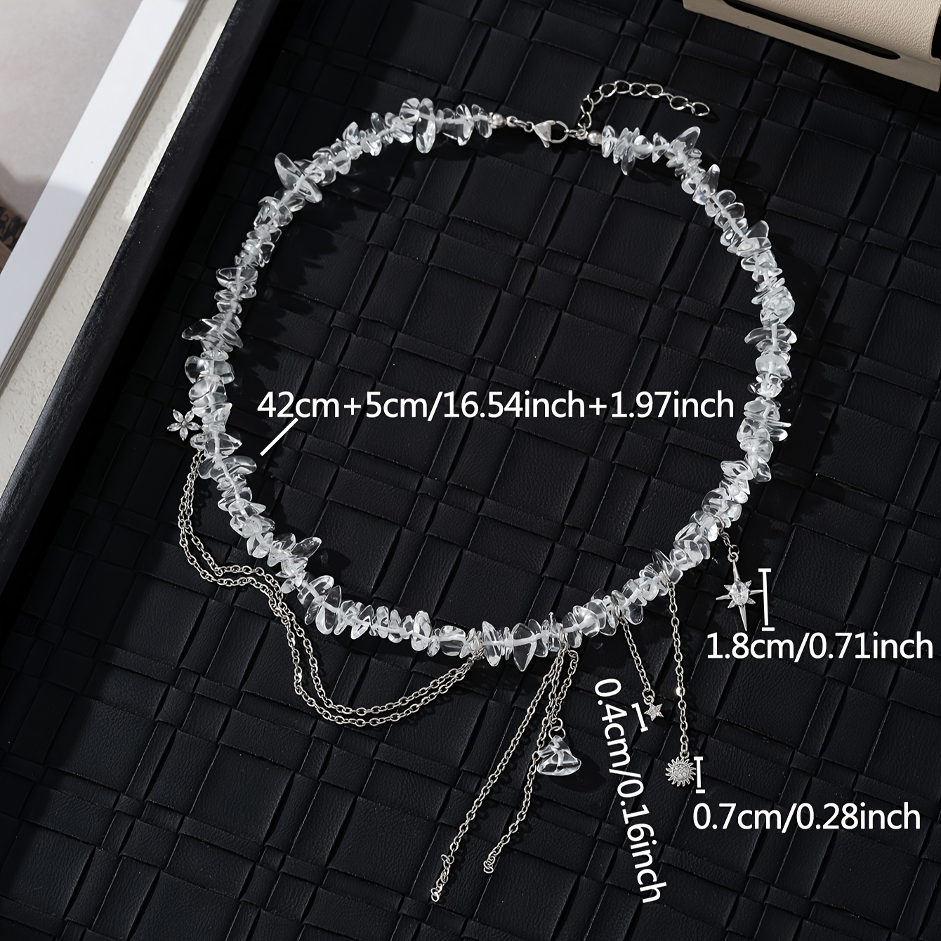 Women's Irregular Stone Bead Necklace with Tassel Chain