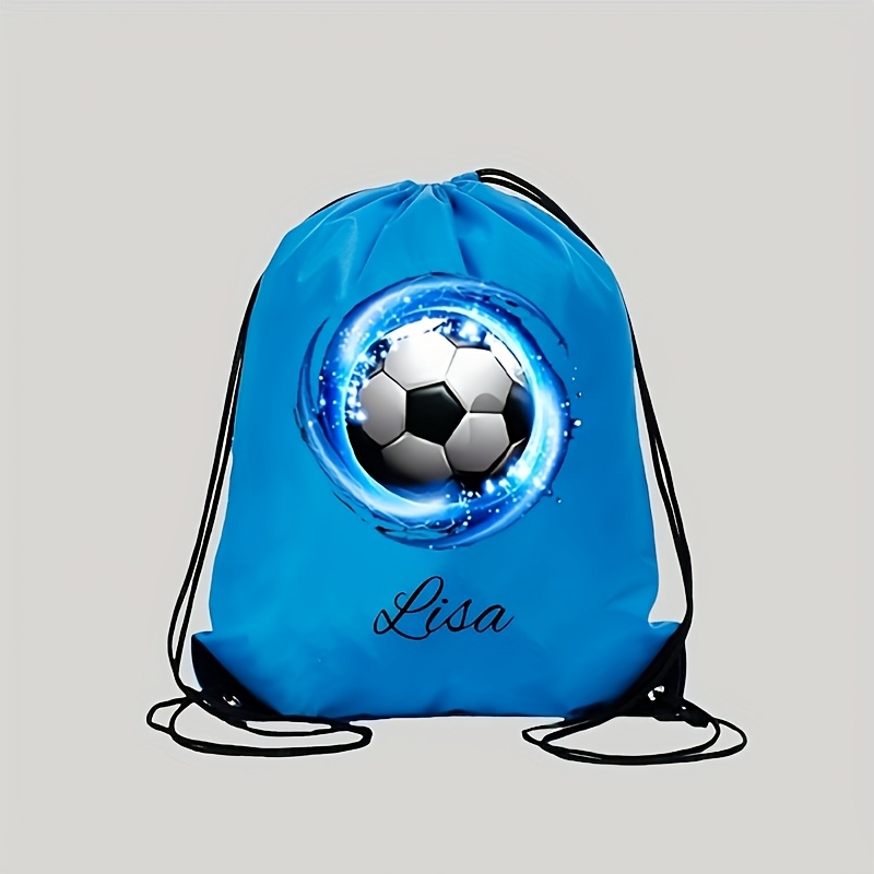 TEMU 1 Borsa personalizzata con coulisse, stampa da calcio e , , spallacci regolabili, perfetta per palestra, spiaggia, viaggi. Personalizza il tuo o