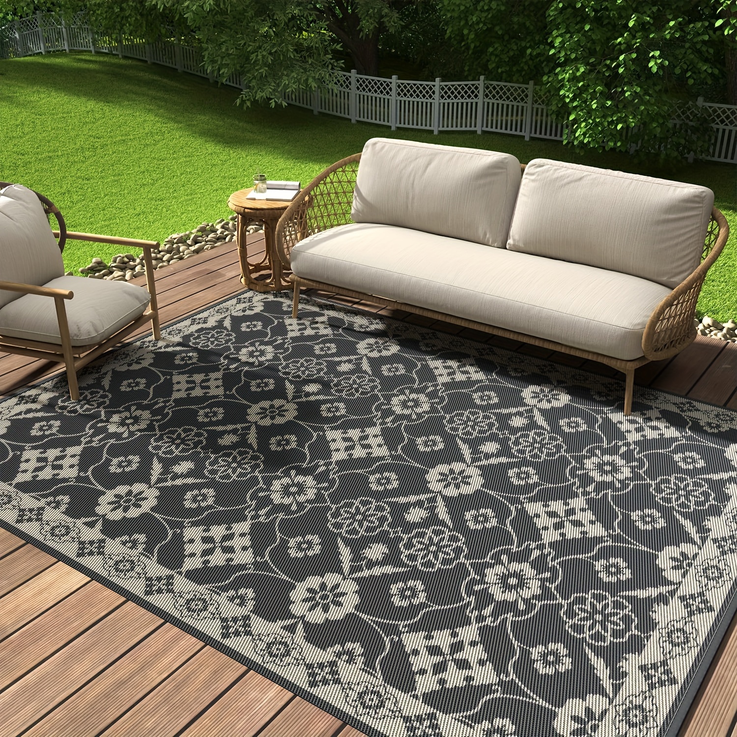 

Outdoor Rug Waterproof Floral Reversible Patio Rug Indoor Outdoor Rugs Outdoor Plastic Straw Rug Outdoor Carpet For Camping Backyard Deck Picnic Balcony