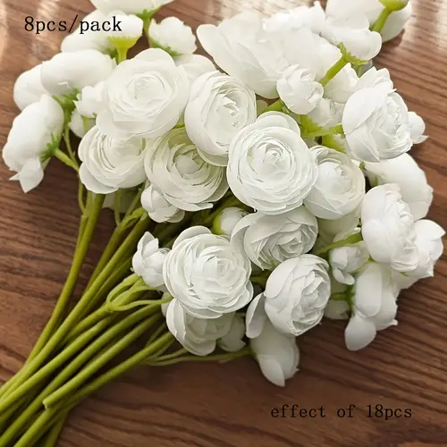 White Ranaculas Roses artificial white flowers sold on Temu United States