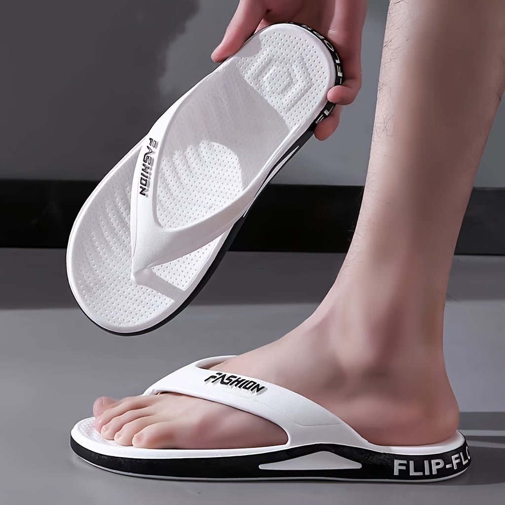 

Men's Trendy Street Style Flip Flops, Comfy Non Slip Casual Durable Lightweight Thong Sandals For Men's Outdoor Activities
