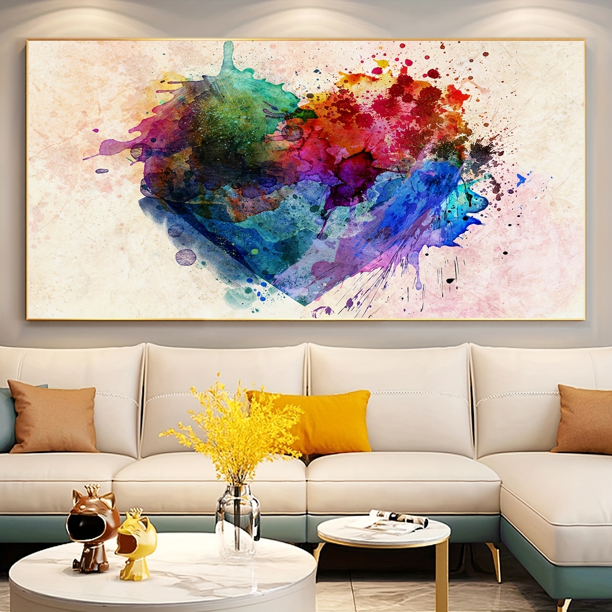 1pc Unframed Canvas Poster, Abstract Watercolor Love Heart Wall Art Canvas  Poster, Fashion Home Decoration, Birthday Gift For Friends, Family, For Liv