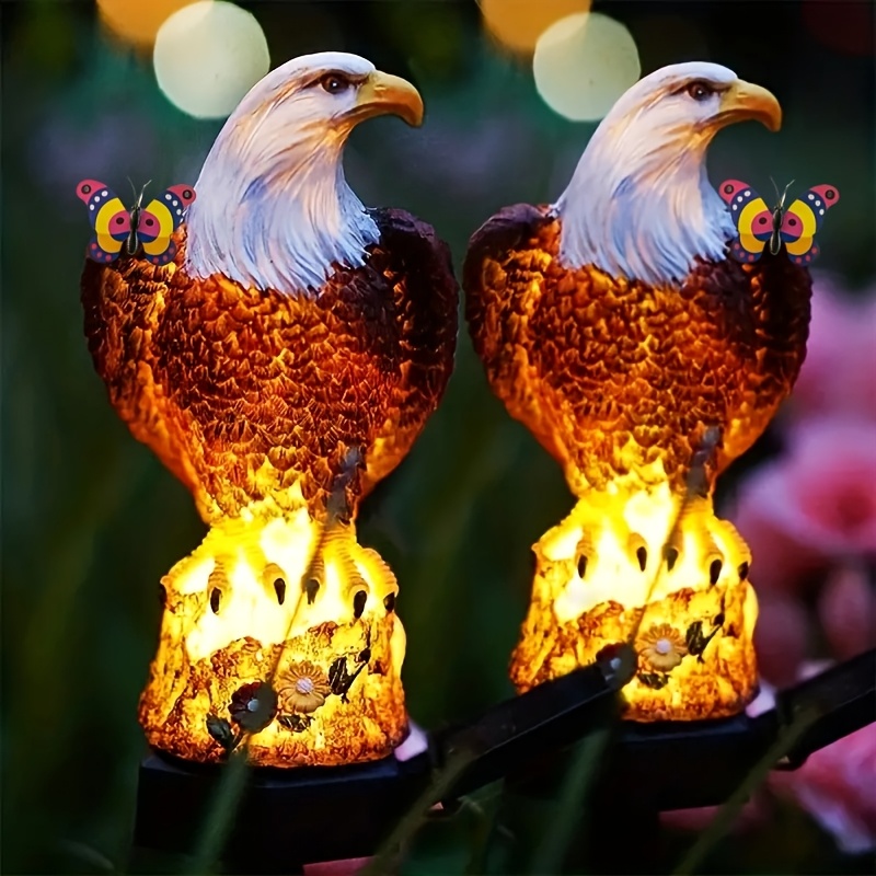 

2pcs Solar Garden Lights Simulation Eagle Resinwarmwhite Led With Stake For Outdoor Patio Path Outdoor Lawn Decoration (brown Eagle) For Garden, Lawn, , Yard Decoration Ip45 Waterproof