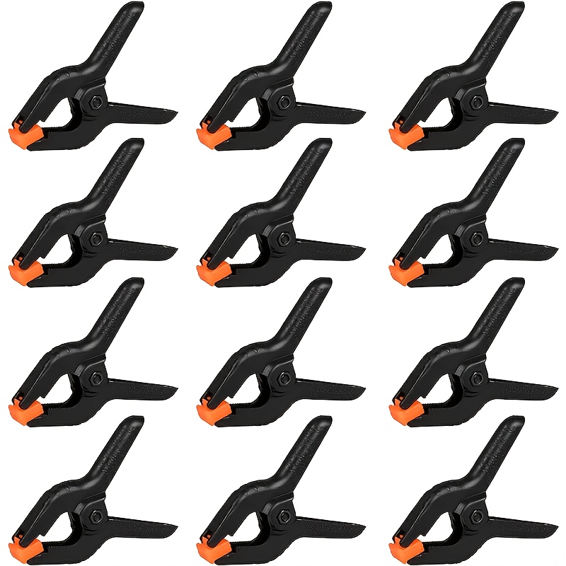 Tool 12-pack 3-inch Plastic Spring Clamps, Heavy-duty Clamps For Woodworking, Crafts, Photography Backdrop Support, And Studio Setup