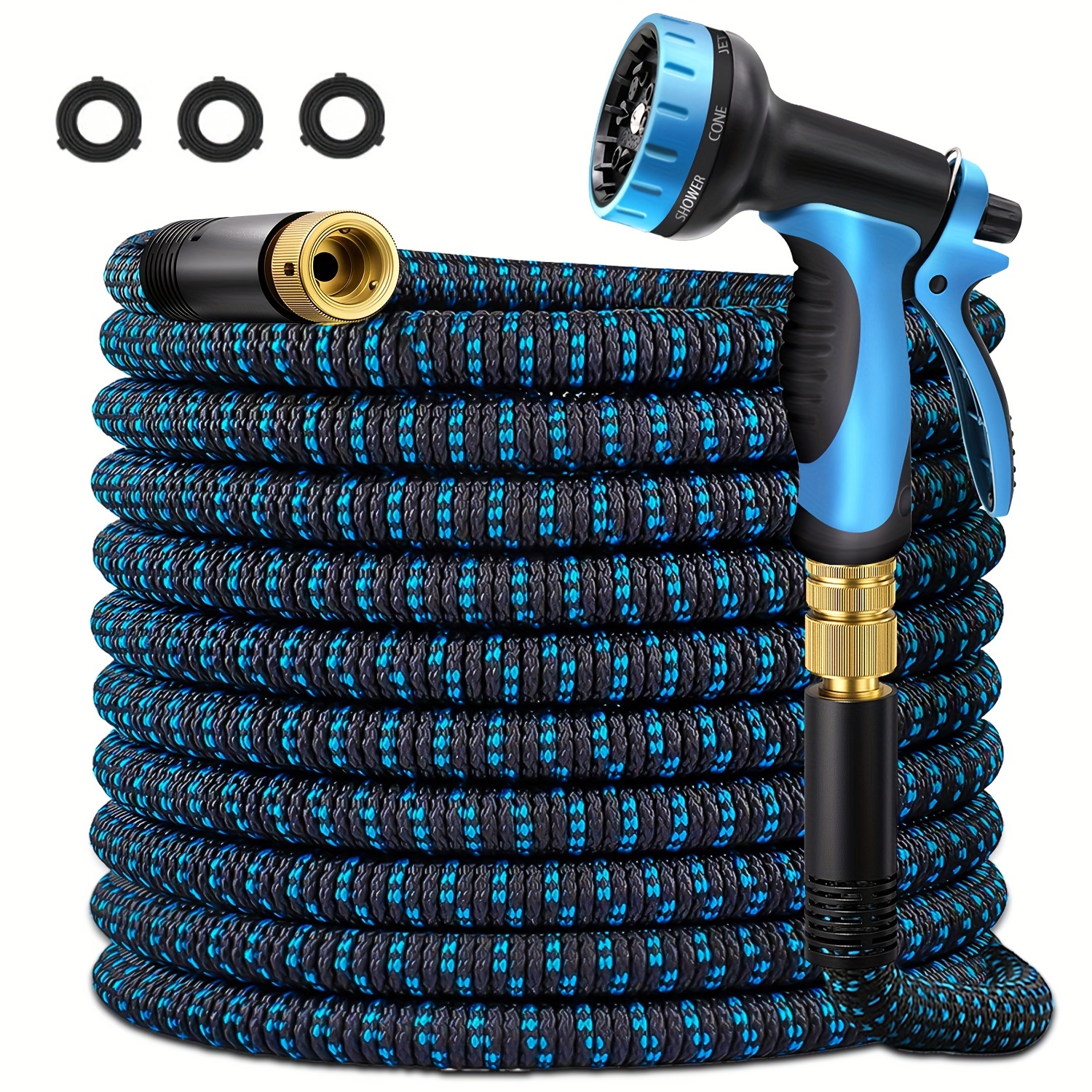 

50ft Hose 3/4" Brass Fittings - , & Watering Hose Nozzle For