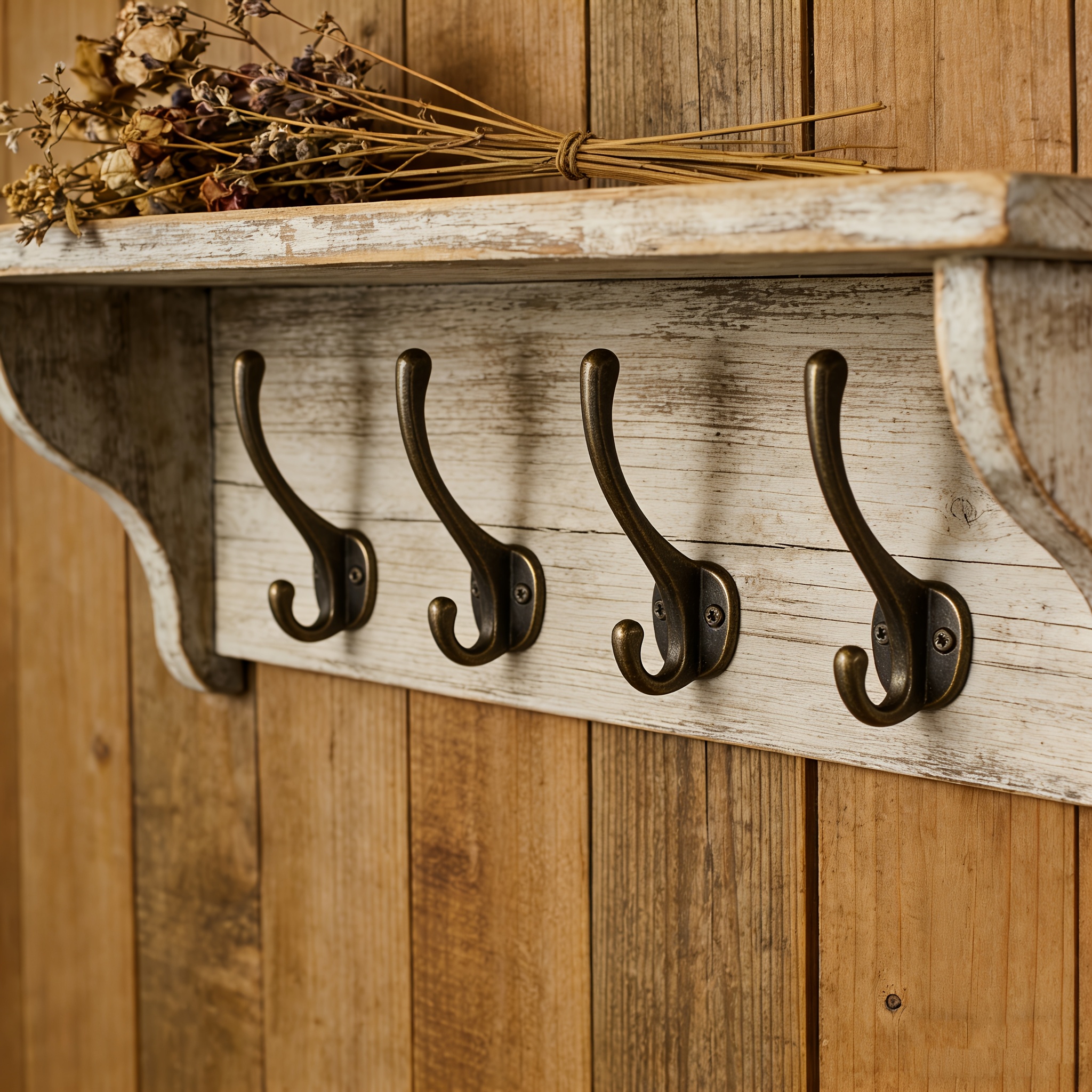 TEMU 4 Pack Vintage Bronze Coat Hooks, Heavy Duty Alloy Wall Mount Hooks For Hanging Coats, Hats, Keys, Towels, Rustic Rack For Entryway, Bathroom,