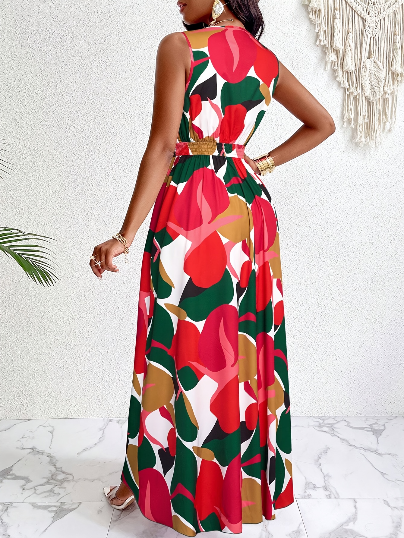 tropical formal dresses Elodie Jersey Maxi Dress-Cherry Blush, Tropical Forest