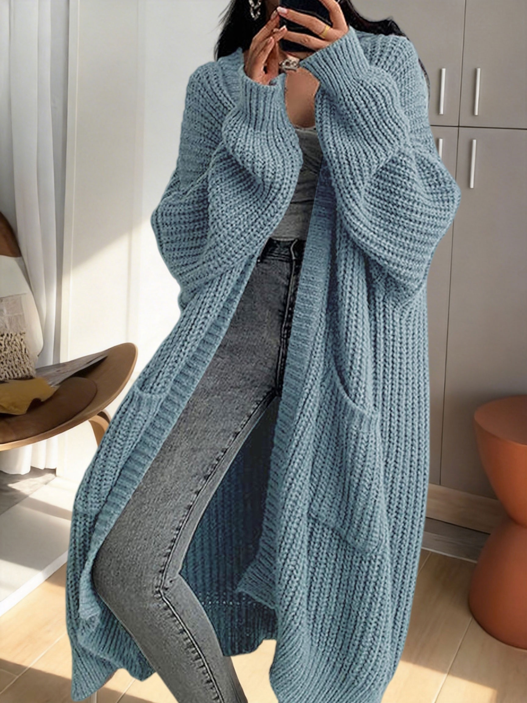 y2k long cardigan sweater with long sleeves